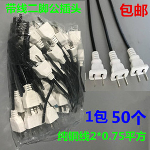 220V带线二孔母插座延长线对接头加粗监控电源二脚公插头国标纯铜