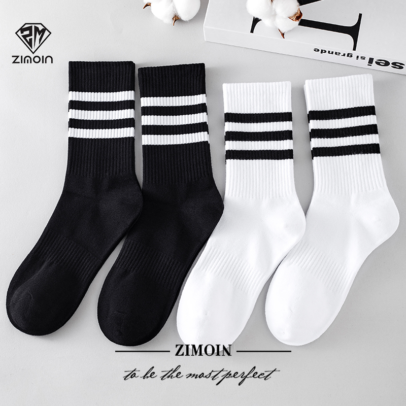ZIMONICE黑白男纯棉长筒袜
