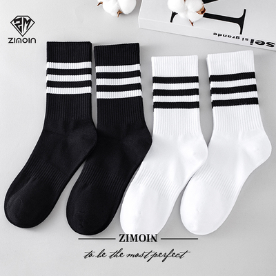 ZIMONICE黑白男纯棉长筒袜