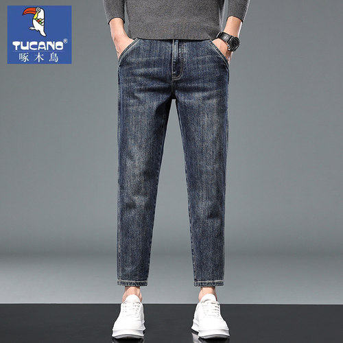 啄木鸟九分牛仔男裤秋冬新款