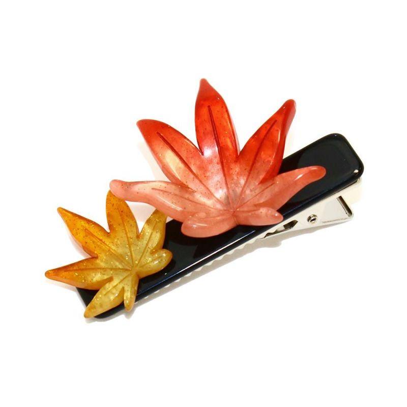 日本制OSEWAYA发饰秋季红枫叶发夹季节感搭配ins风森系仙女鸭嘴夹