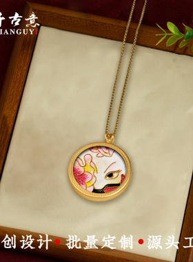 黄铜掐丝唐卡吊坠嘎乌盒纯手绘唐卡项链手工制作度母财神扎基拉姆