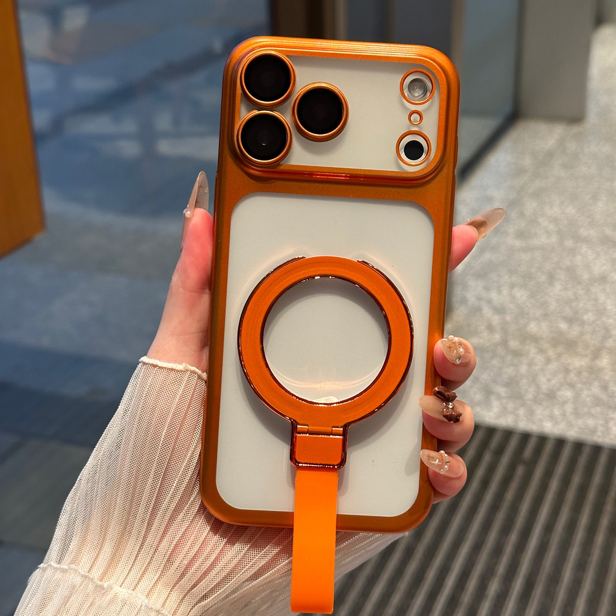 新款磁吸挂绳支架适用苹果17promax磨砂电镀0手机壳iPho