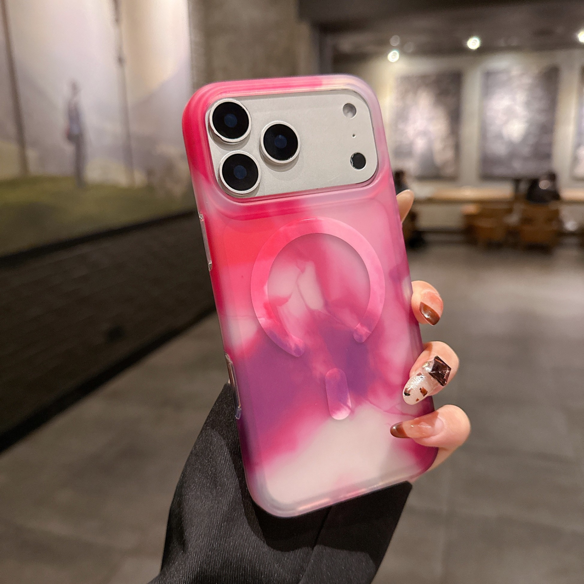 水彩全包磁吸手机壳适用iPhone17Promax水墨渐变mag