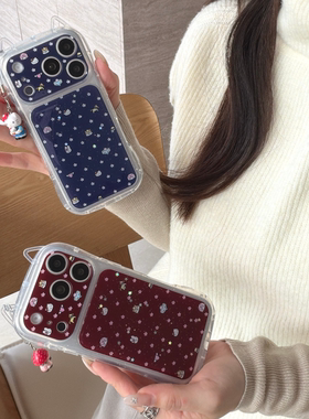 小众ins猫耳星星卡通iPhone17promax手机壳适用苹果15/16pro滴胶保护套新款15promax防摔14