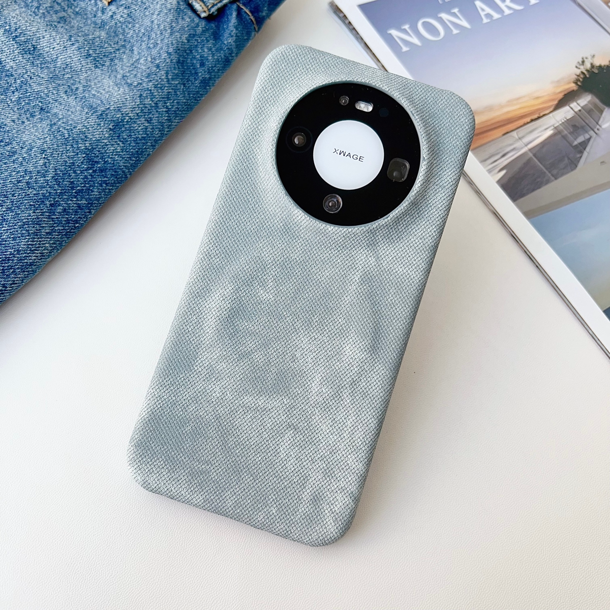 复古牛仔布纹磁吸适用华为mate80pro手机壳新款小众耐脏ma