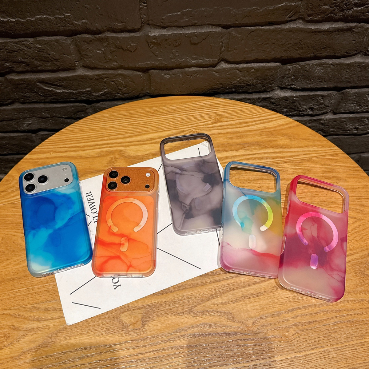 水彩全包磁吸手机壳适用iPhone17Promax水墨渐变mag