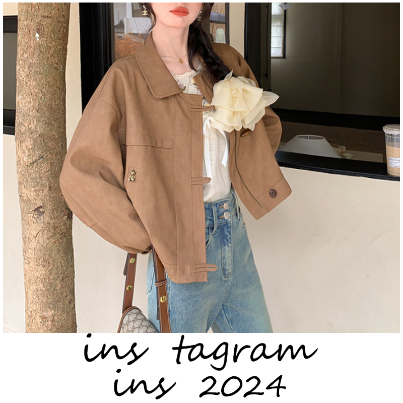 枫叶摩卡 刮纹感哑光磨砂皮衣女春秋简约高级宽松外套