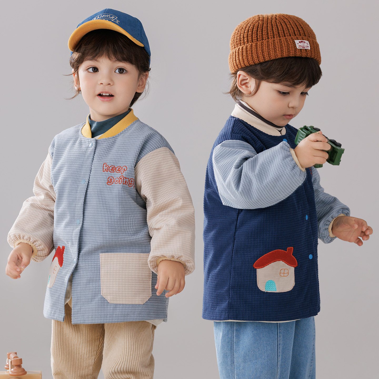 男童吃饭防脏罩衣长袖羽绒服罩衣