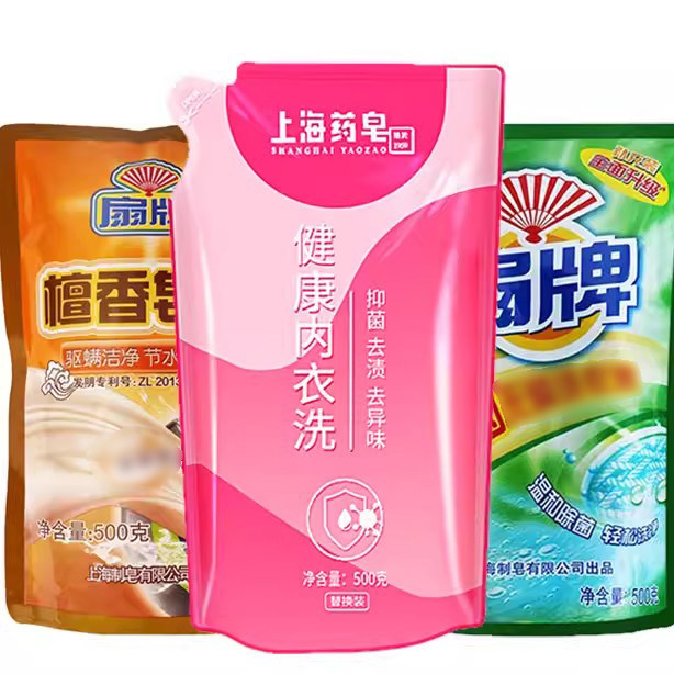 扇牌洗衣液檀香皂液500g袋装驱螨洁净檀香怡人椰油