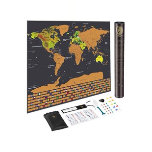 Colorful World Poster Scratch Off Map with Flags Child gift
