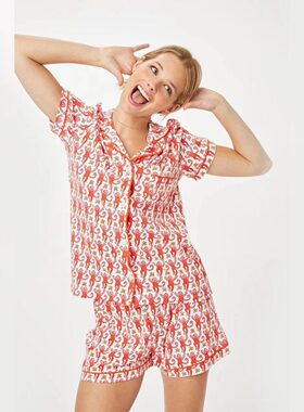 Womens Cute Roller Rabbit Pajamas Monkey Print Sleep Pajama