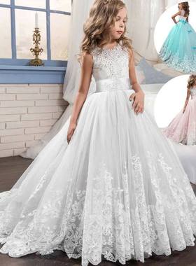 Girls Lace Dress Long Bridesmaid Prom Kids Dresses For Girls