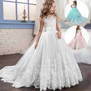 Girls Lace Dress Long Bridesmaid Prom Kids Dresses For Girls
