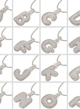 Silver color Bubble initial letters necklaces 26 letters pen