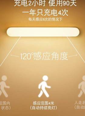 Motion Sensor LED Night Light USB Rechargeable Lamp感应灯