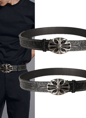 belt fashionable and trendy with rivets and perforations皮带