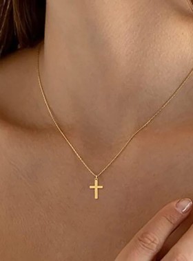 Stainless Steel Cross Necklace For Women Gold Silver Color