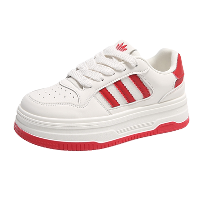 踩屎感小个子内增高真皮小白鞋女34码超厚底运动休闲板鞋配裙子潮