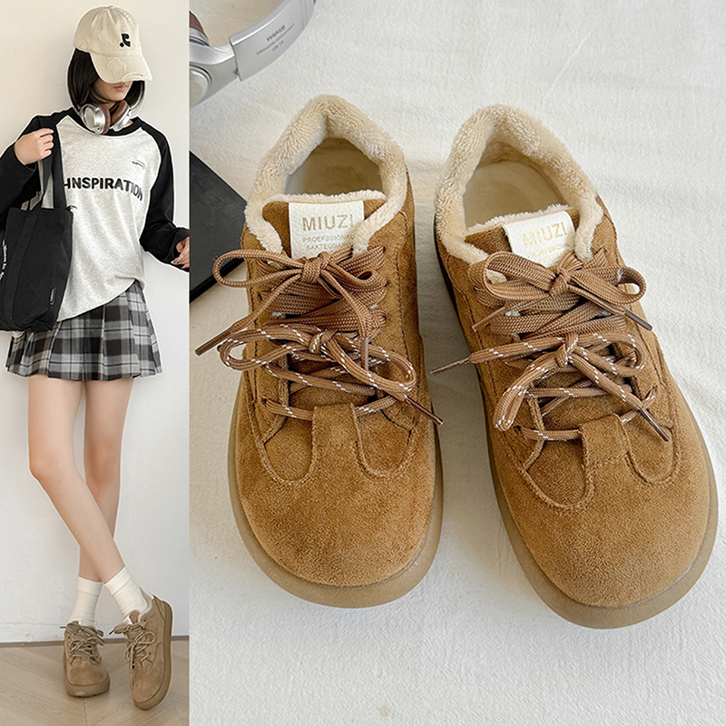 赵露思同款加绒内增高勃肯鞋女冬季百搭厚底休闲配裙子保暖棉鞋34