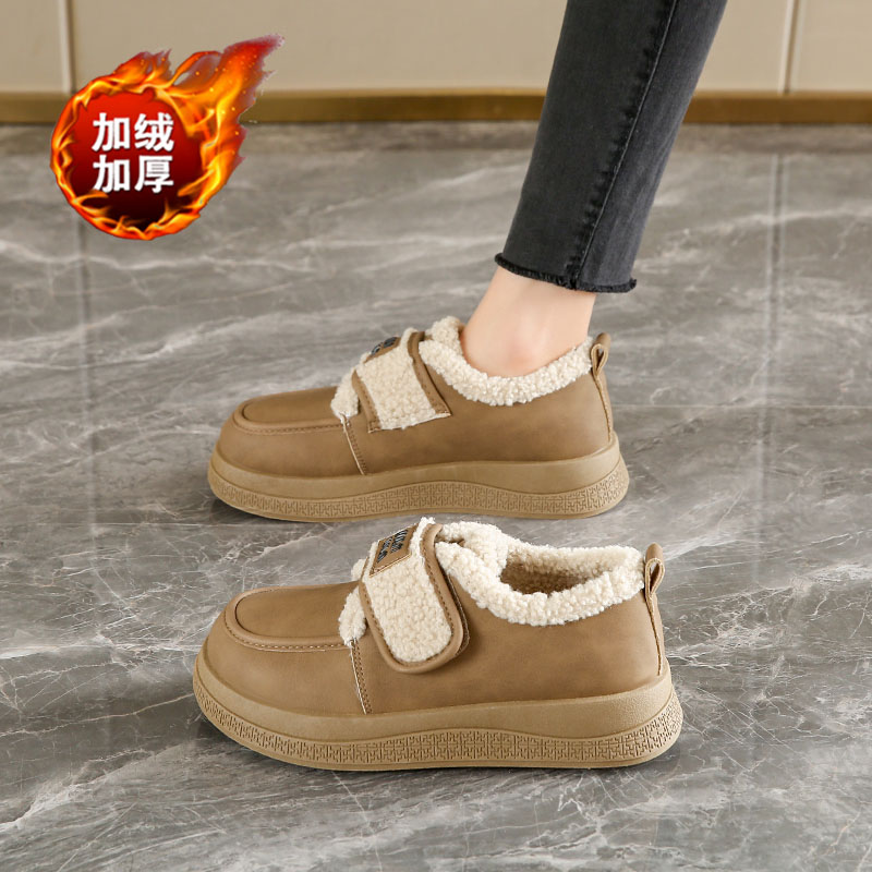孕妇雪地靴女2024冬季新款加绒加厚一脚蹬勃肯棉鞋保暖时尚乐福鞋