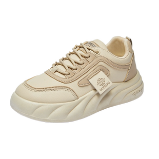 34码小个子内增高板鞋女2024春季新款真皮小白鞋休闲百搭运动鞋潮