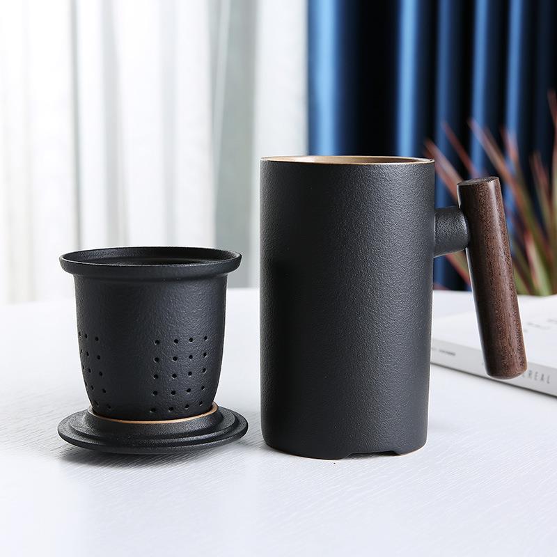 办实惠陶瓷克杯带盖女DNM茶水马分离过滤泡茶杯公杯会议杯男水杯