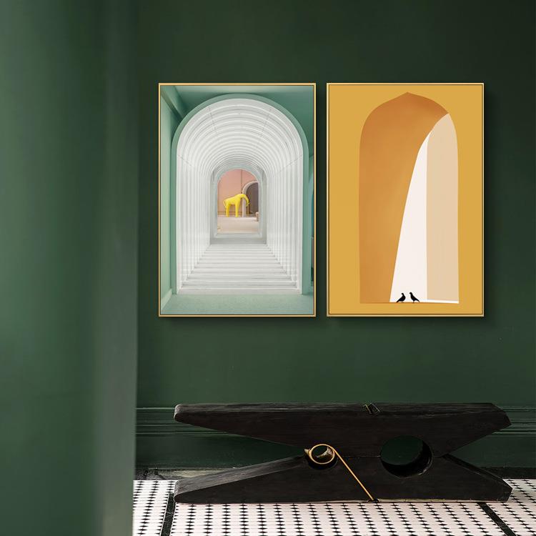 现代简约艺术装饰画建筑北欧ins客厅书房墙壁挂画工作室儿童壁画图片