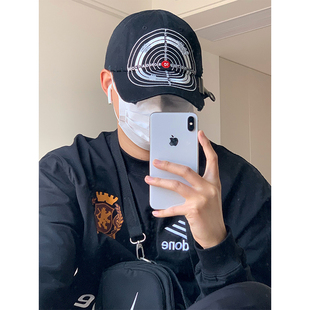 靶心刺绣棒球帽子男美式复古潮牌个性嘻哈街头vibe软顶鸭舌帽女