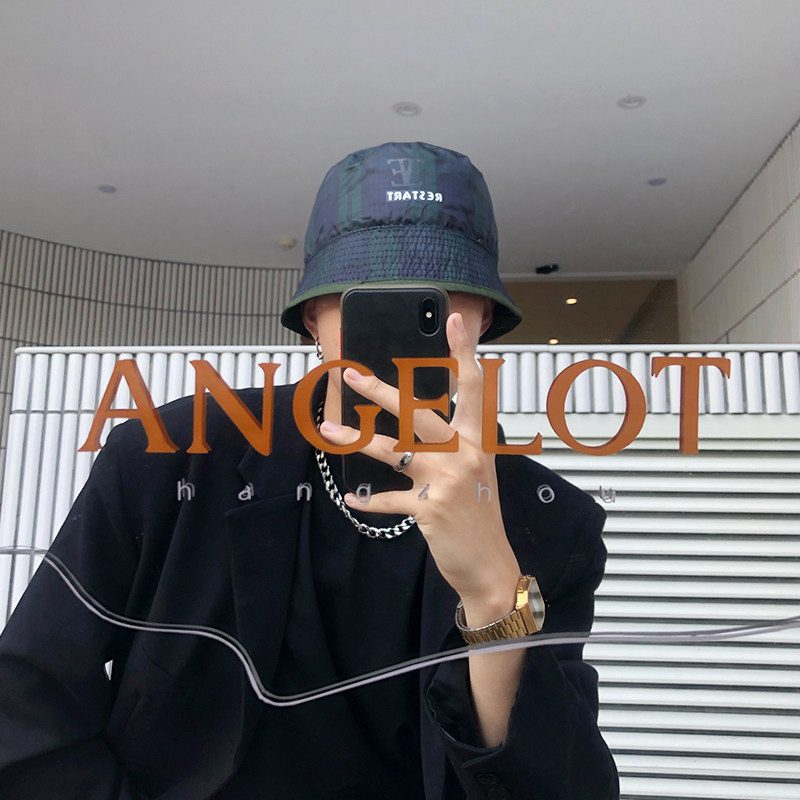 xush/水桶帽男潮牌网红双面戴渔夫帽夏季薄款防晒遮脸盆帽可折叠