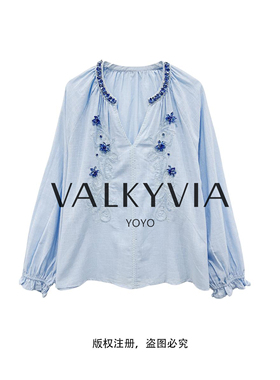 【Valkyvia/悠悠奢品】宽松重工钉珠衬衫2605073