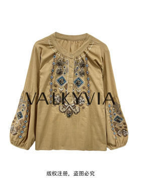 【Valkyvia/悠悠奢品】宽松重工钉珠衬衫上衣2605145
