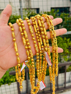 黄金项链光珠闪砂链子999足金包银项链男空心金链子金店同款送礼