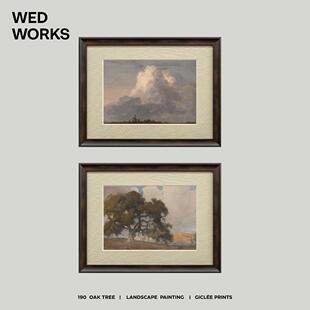 WED WORKS小众中古风景治愈系氛围感装饰画 玄关书房卧室法式挂画