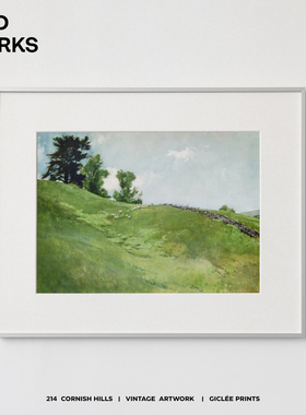 中古风景绿色山治愈油画装饰画