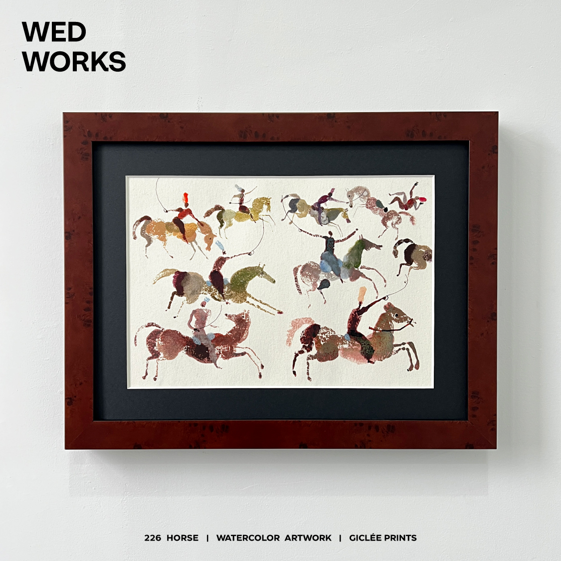 小众中古风马图案质感装饰画