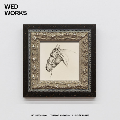 骏马展翅高飞素描餐厅装饰画小众