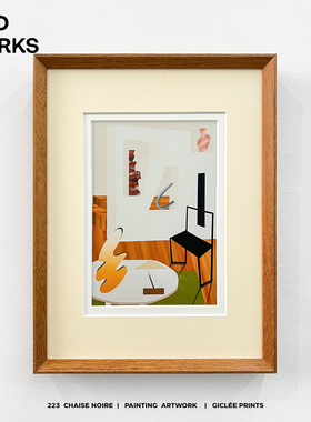 WED 包豪斯原木风质感挂画组合 简约色彩客厅样板房咖啡厅装饰画