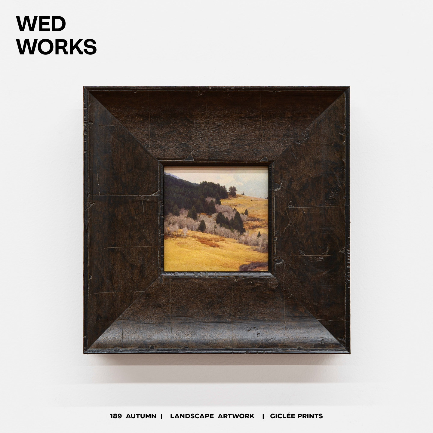 WED WORKS 小众中古实木框风景小幅装饰画书房玄关小墙面氛围挂画