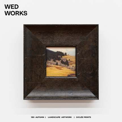 WED WORKS 小众中古实木框风景小幅装饰画书房玄关小墙面氛围挂画