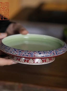 西泠墨香上新中式景泰蓝珐琅釉缠枝纹壶承故宫宝蓝色底托HX0123