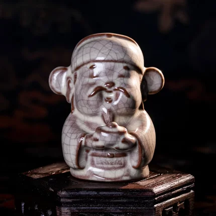 西泠墨香上新传世哥窑禄纹满雕财神爷创意茶宠摆件HX0094禄星摆件
