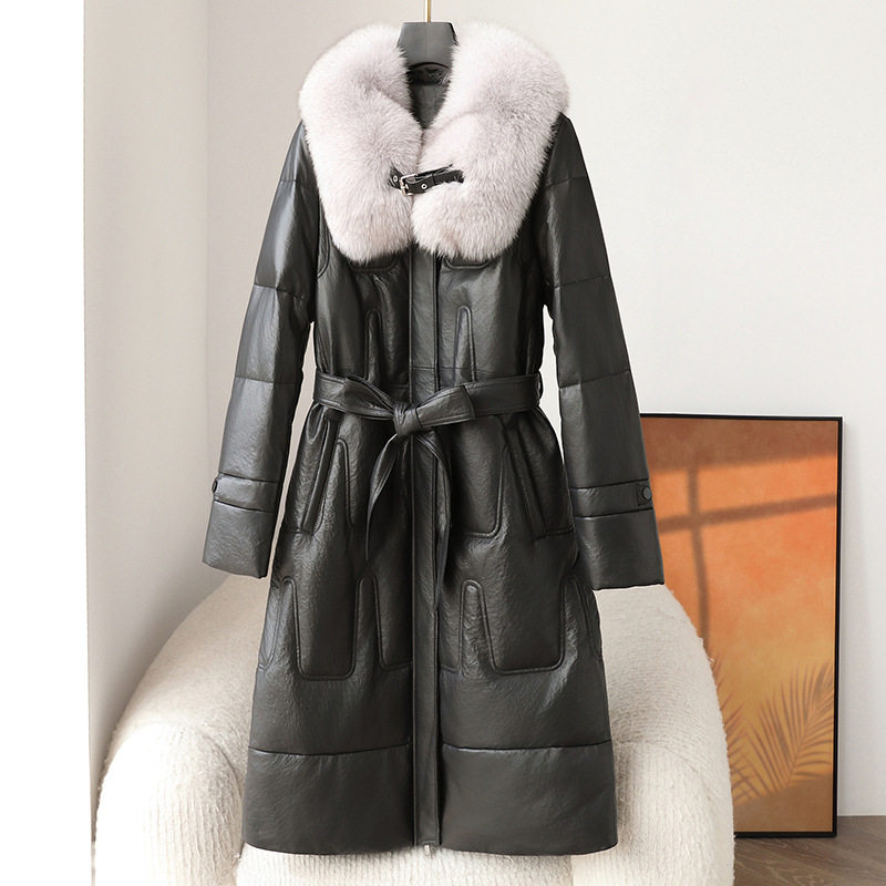 2025秋冬新款狐狸毛领真皮羽绒服女长款加厚绵羊皮中老年鹅绒服女,女装/女士精品,羽绒服,淘宝优惠券,粉丝福利购,淘宝优惠卷