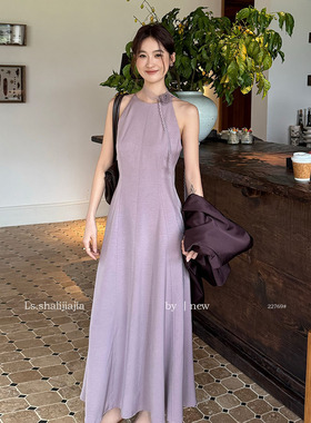 LS 法式优雅纯色修身连衣裙 广州十三行2025早秋新品女装22769#