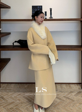 【ls新品牌】黑标极简 秋冬上新优雅外套+半身裙套装d2933#