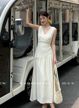 LS 度假风v领拼接亮片连衣裙 广州十三行2025夏季新品女装22262#