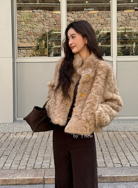 LS 优雅时尚保暖短款毛毛外套 广州十三行2025秋冬新品女装1027#