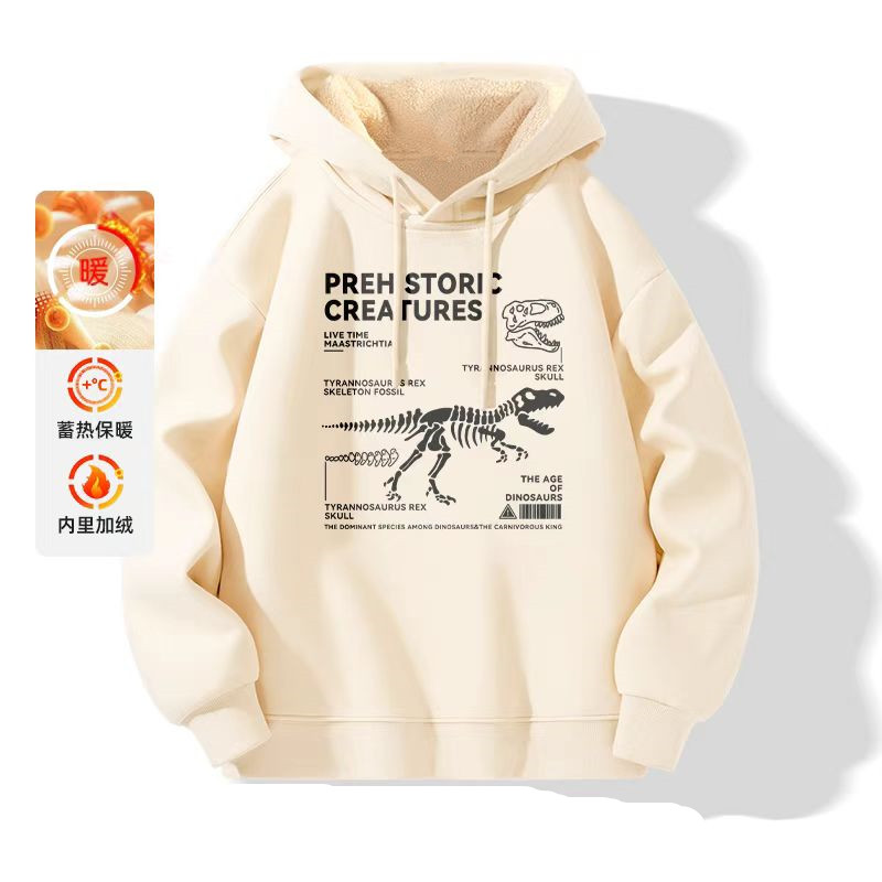 羊羔绒连帽卫衣男冬季新款浅米设计美式感痞帅加厚重磅外套12