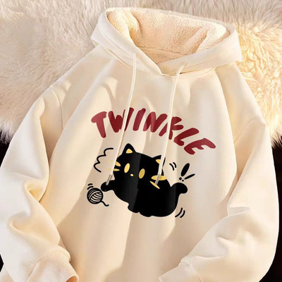 羊羔绒卫衣男女秋冬2024新款休闲宽松潮流加绒加厚宽松连帽外套