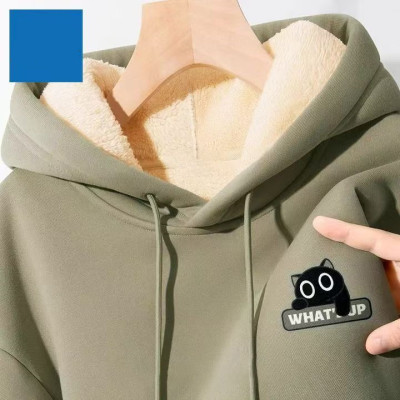 连帽2025冬季卫衣重磅加绒外套宽松加厚保暖男士休闲羊羔绒上衣